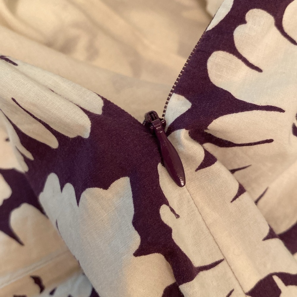 Boden Cotton Sleeveless Fit & Flare V Neck Dress Side Zip Purple White Floral 6L - Picture 5 of 11